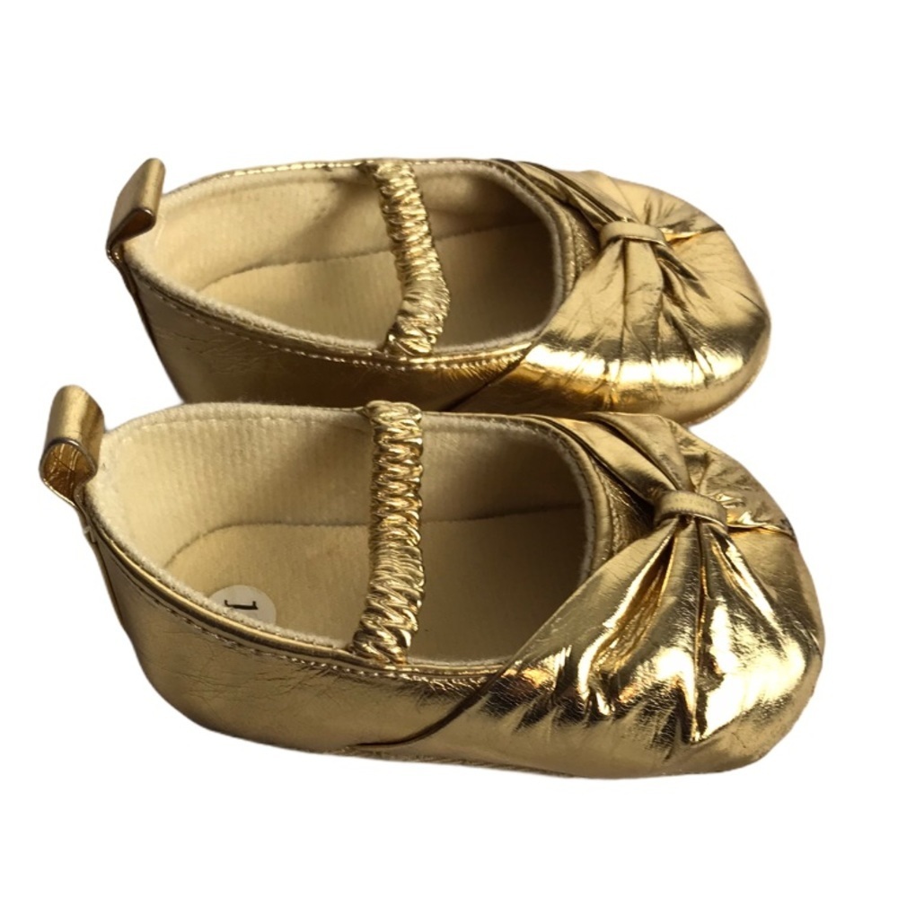 Gold Size 12 Shoes, Bow on Top